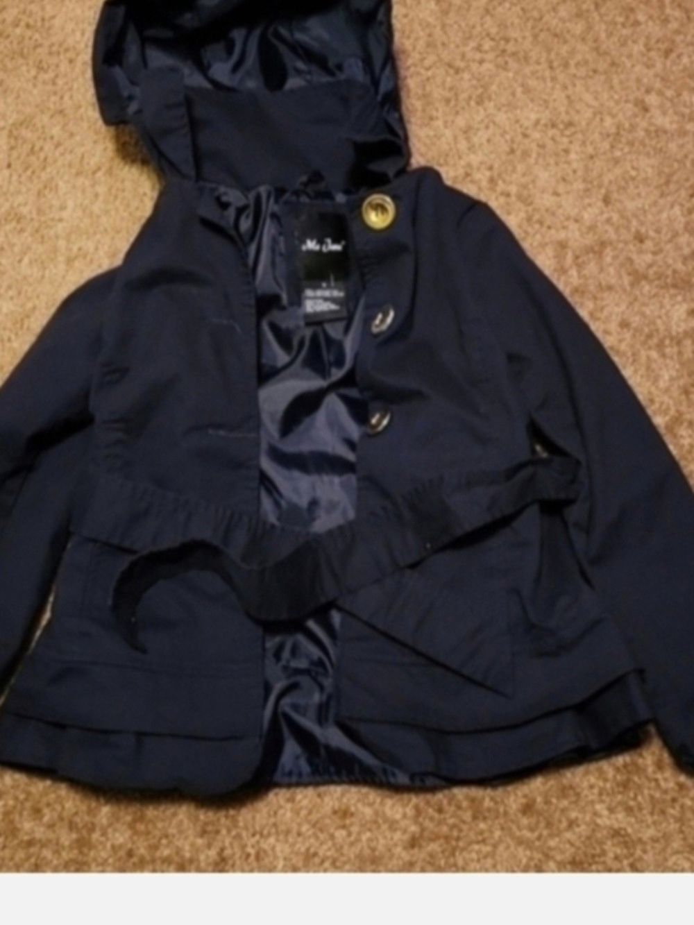 Me Jane Navy Coat with Gold Buttons